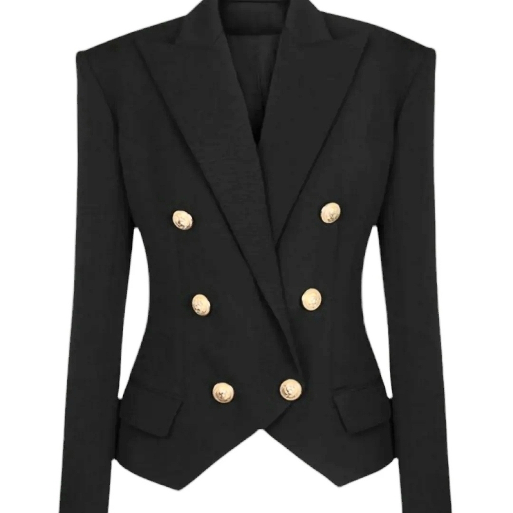 Elegant Black Double-Breasted Women's Blazer
